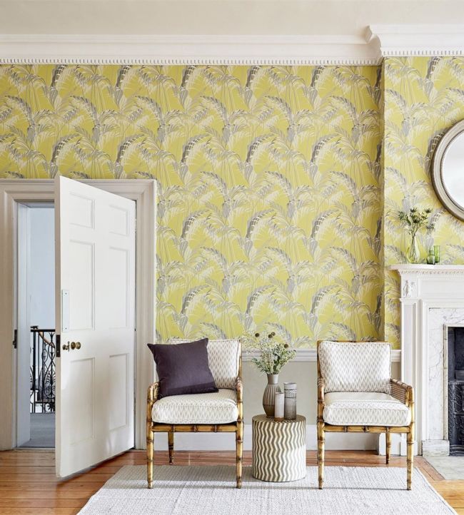 Palm House Wallpaper - Teal/Gold - DGLW216640 - Sanderson - Morris Wallpaper