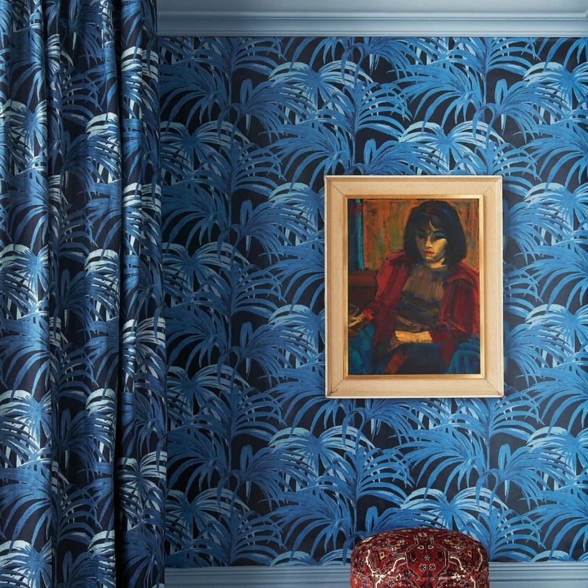 Palmeral Wallpaper - Midnight / Azure - House of Hackney - 1-WA-PAL-DI-M&A-XXX - Morris Wallpaper