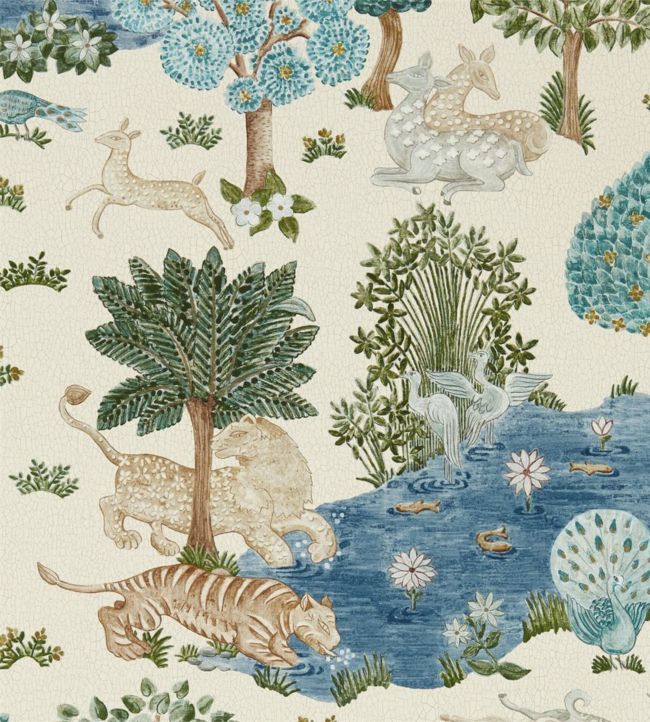 Pamir Garden Wallpaper - Cream/Nettle - DCPW216766 - Sanderson - Morris Wallpaper