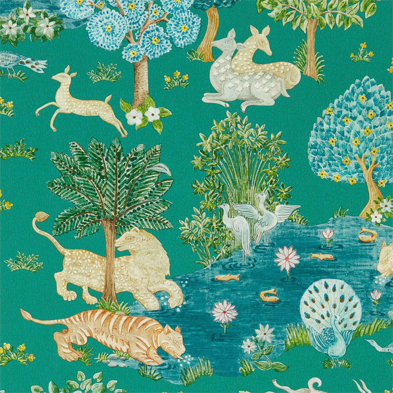 Pamir Garden Wallpaper - Teal/Peacock - Sanderson - DCPW216765