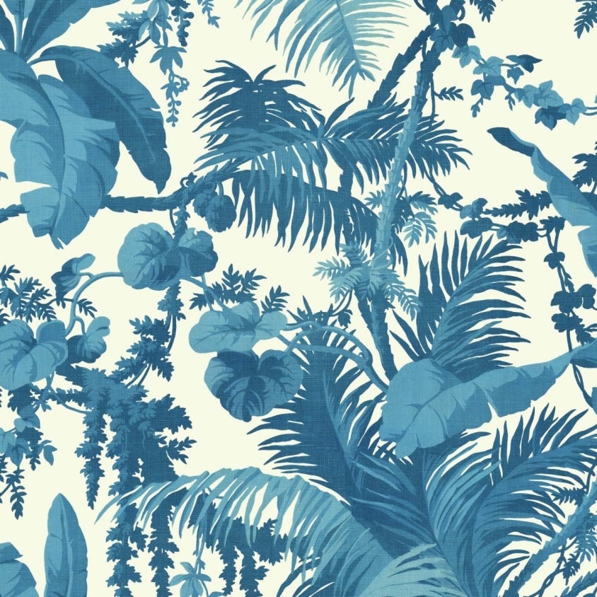 Pampas Wallpaper - Off-White & Cerulean - House of Hackney - 1-WA-PAM-DI-W&C-XXX - Morris Wallpaper