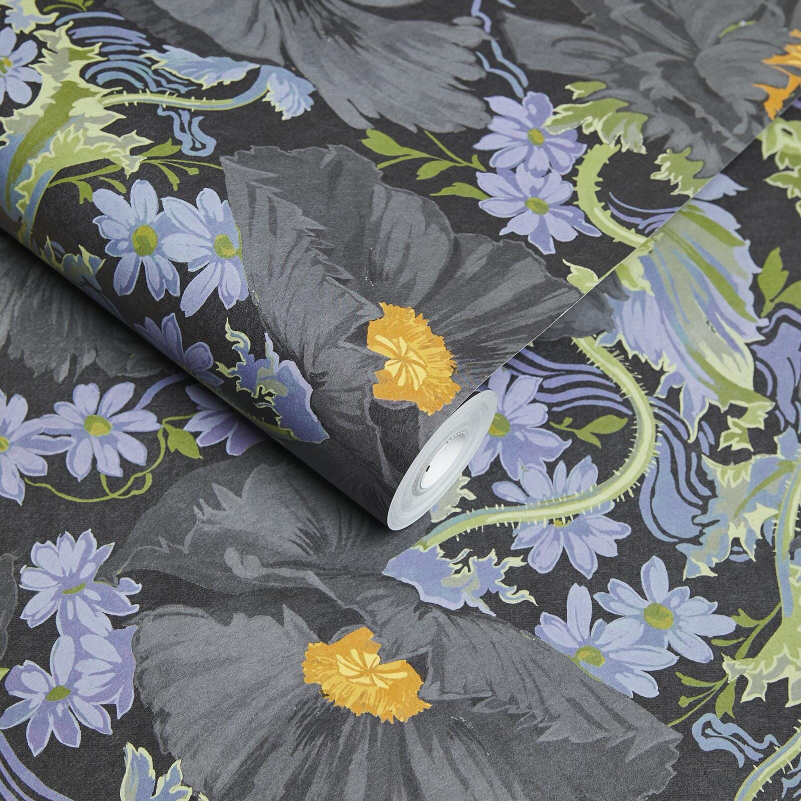 Papavera Wallpaper - Noir - House of Hackney - 1-WA-PAV-DI-NOI-XXX - Morris Wallpaper
