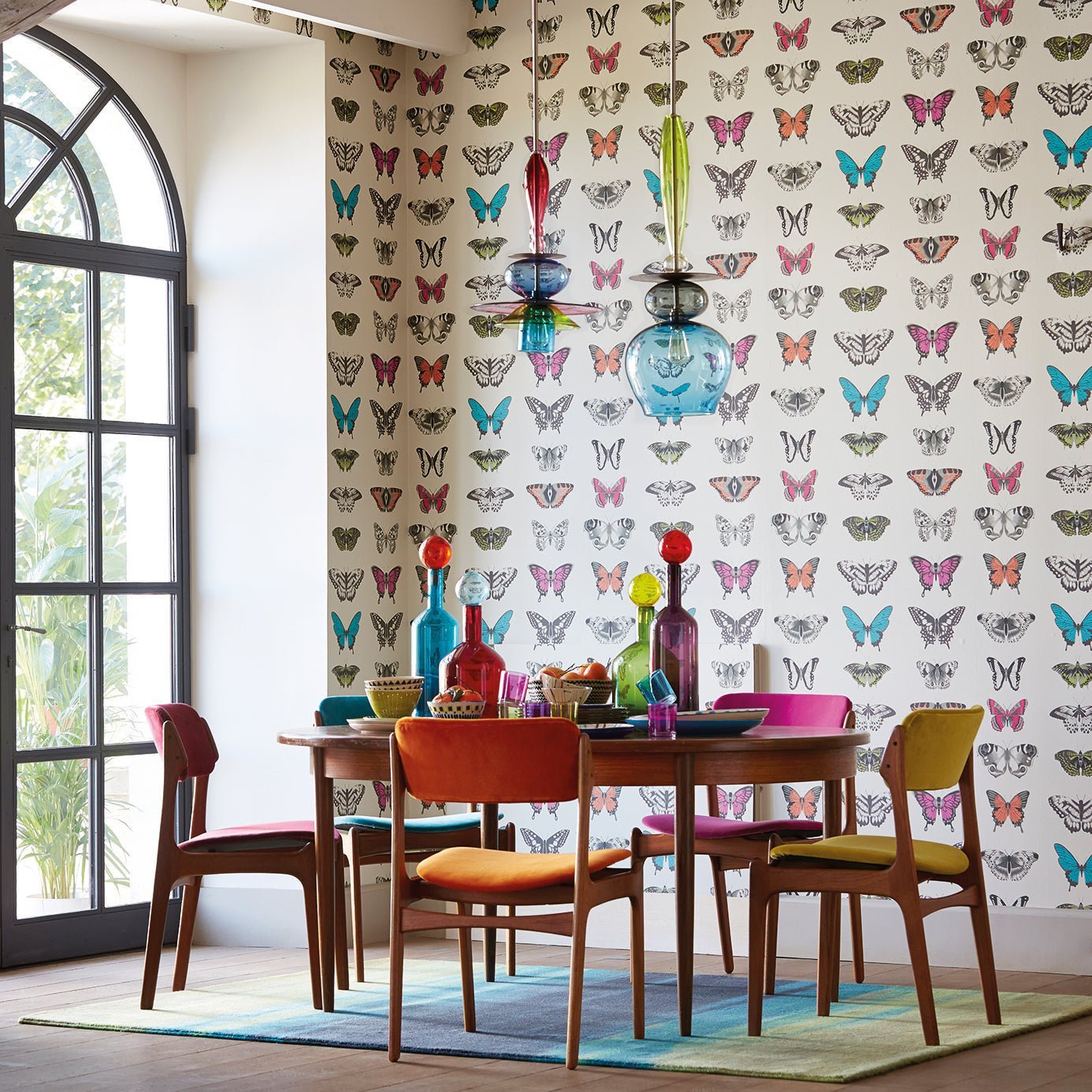 Papilio Wallpaper - Flamingo / Papaya / Olive - HAMA111079 - Harlequin - Premier Wallcovering