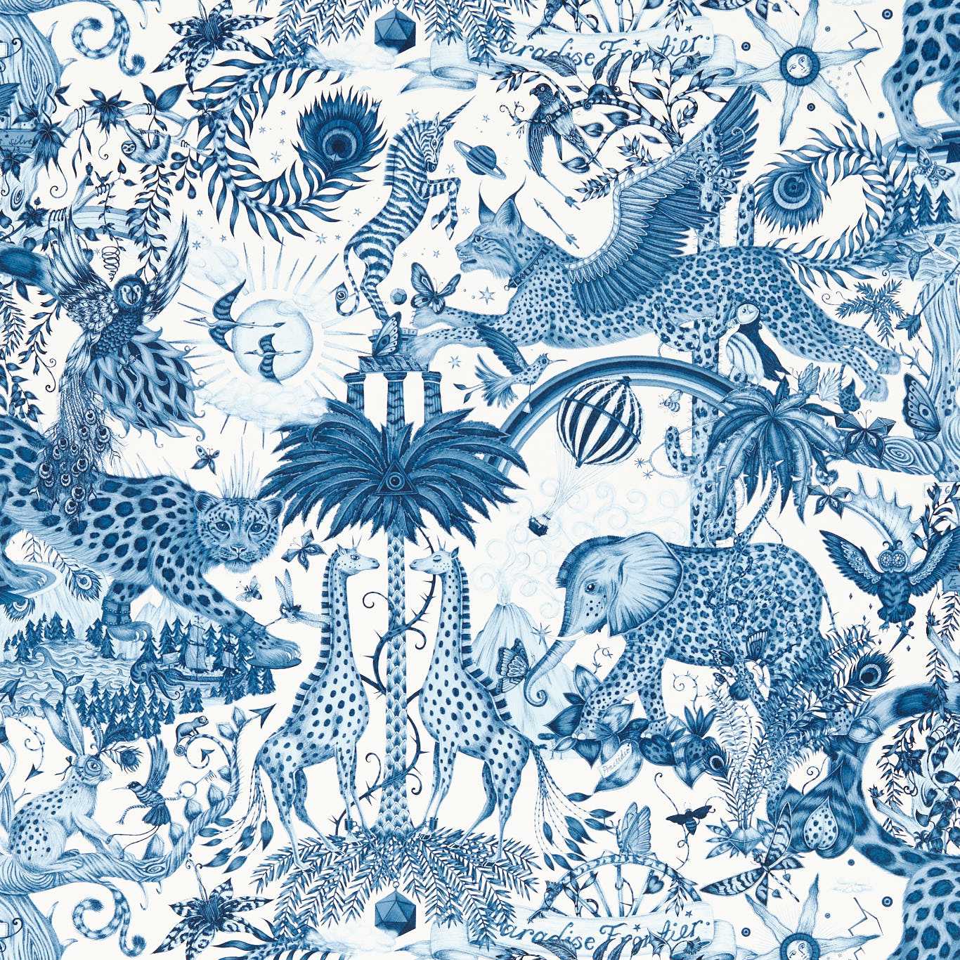 Paradise Lost Wallpaper - Ink - Clarke & Clarke - W0216/02 - Morris Wallpaper