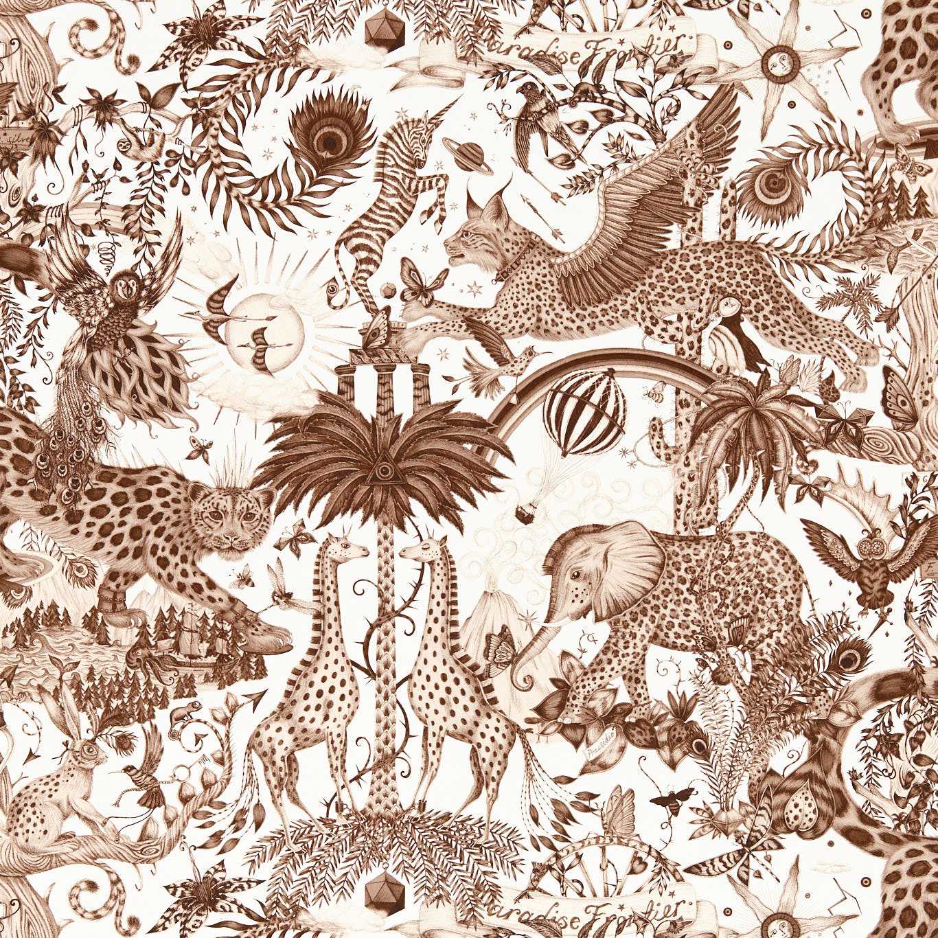 Paradise Lost Wallpaper - Sepia - Clarke & Clarke - W0216/04 - Morris Wallpaper