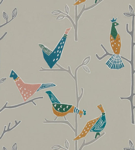 Passaro Wallpaper - Ginger / Teal - 111926 - Scion - Morris Wallpaper