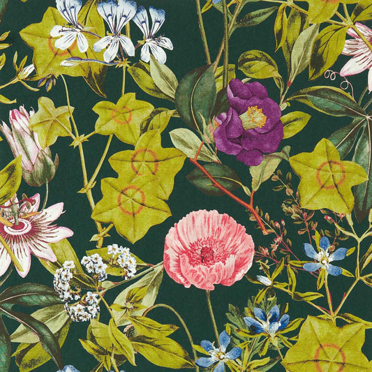 Passiflora Wallpaper - Emerald - Clarke & Clarke - W0143/02 - Morris Wallpaper
