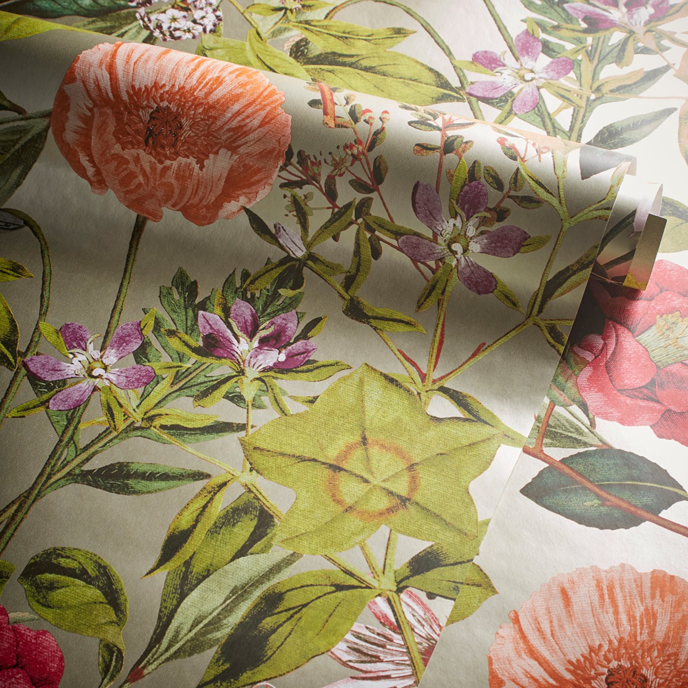 Passiflora Wallpaper - Mulberry/Gilver - Clarke & Clarke - W0143/03 - Morris Wallpaper