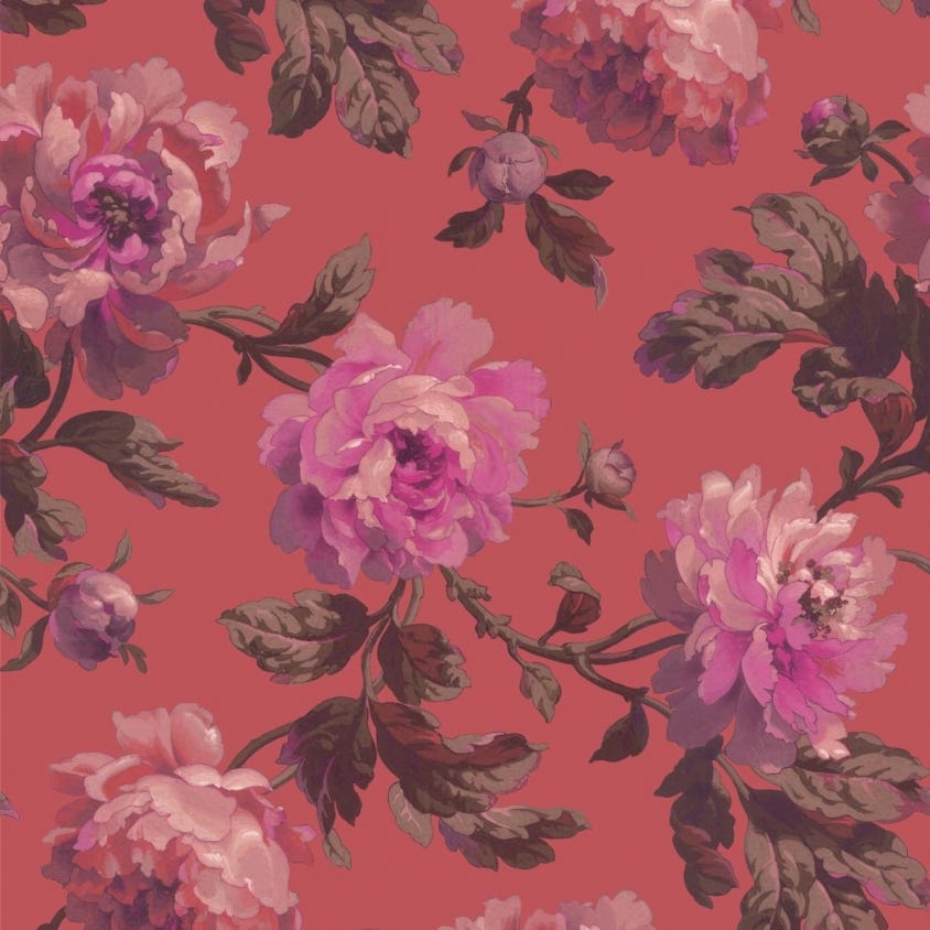 Peoneden Wallpaper - Chinese Red - House of Hackney - 1-WA-PEO-DI-RED-XXX - Morris Wallpaper