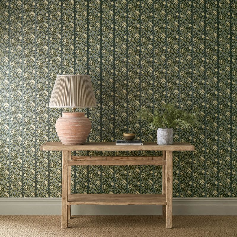Peony Trellis Wallpaper - Bayleaf/Slate - Morris & Co - 217571 - Morris Wallpaper