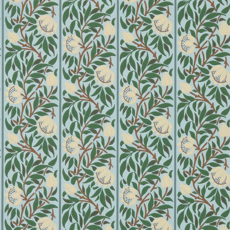 Peony Trellis Wallpaper - Soft Blue/Nettle - Morris & Co - 217569 - Morris Wallpaper