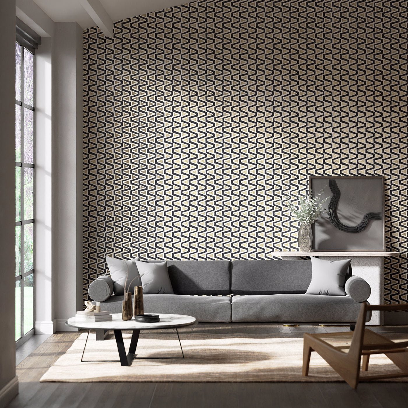 Perception Wallpaper - Black Earth/Gilver/New Beginnings - Harlequin - HQN2112834 - Morris Wallpaper