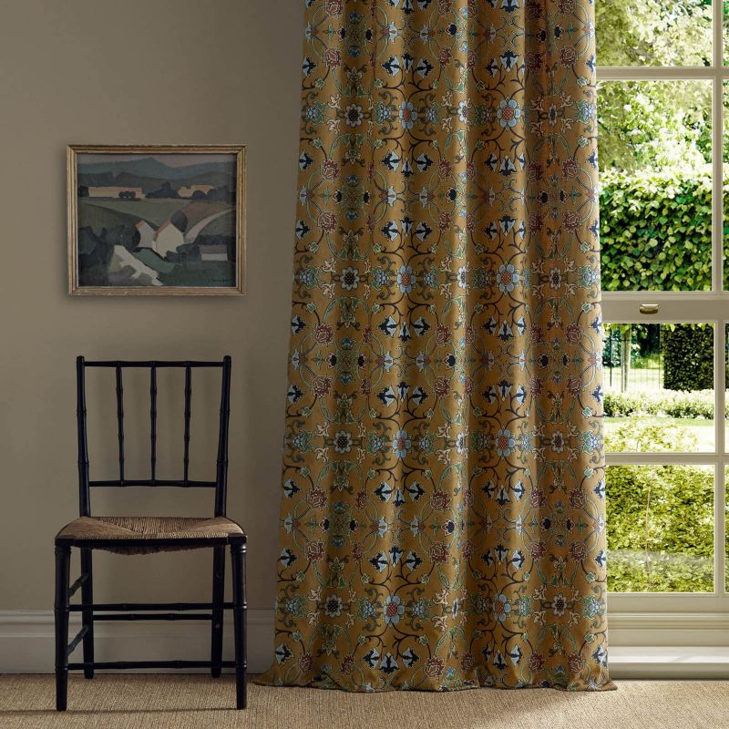 Persian Scroll Embroidery Fabric - Ochre - Morris & Co - 237658 - Morris Wallpaper