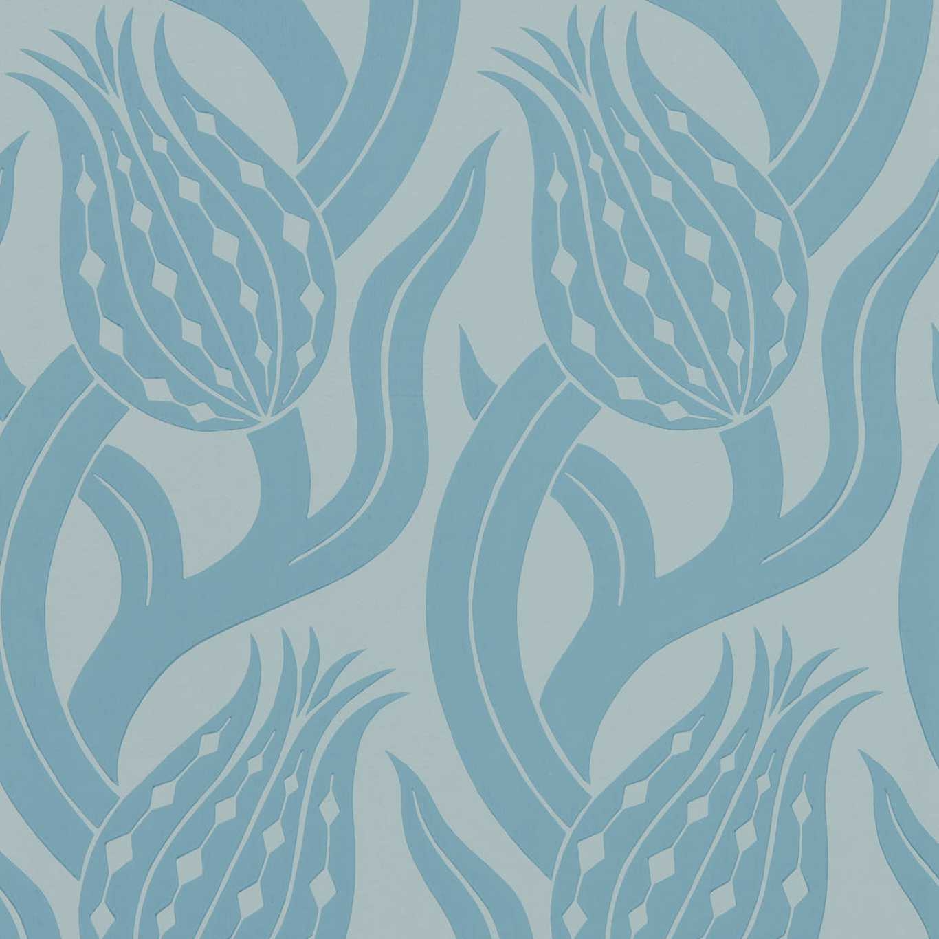 Persian Tulip Wallpaper - Blue Stone - ZHIW312997 - Zoffany - Morris Wallpaper