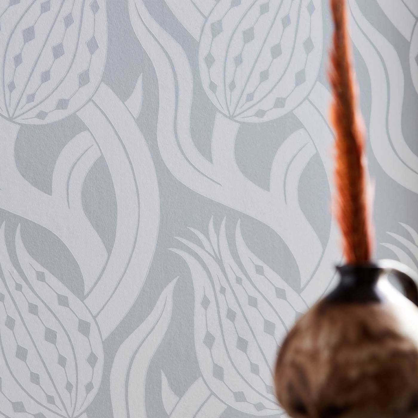 Persian Tulip Wallpaper - Quartz Grey - ZHIW312995 - Zoffany - Morris Wallpaper