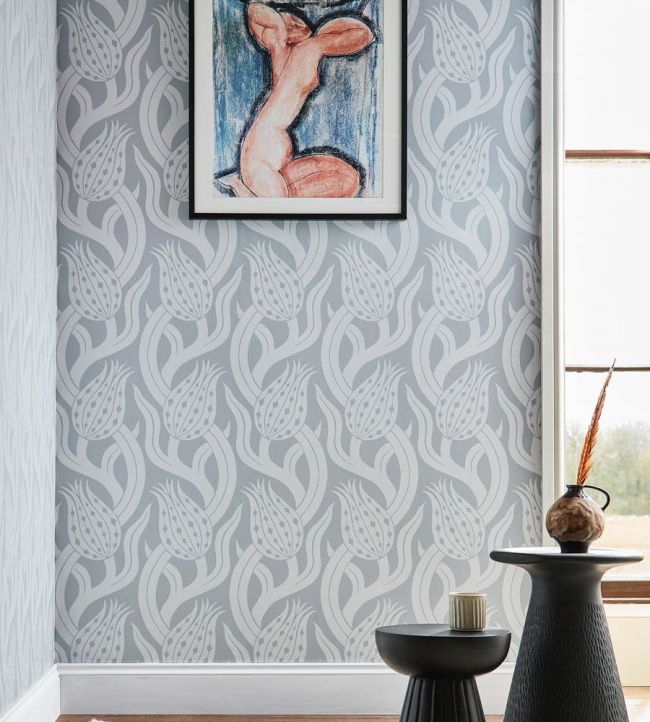 Persian Tulip Wallpaper - Quartz Grey - ZHIW312995 - Zoffany - Morris Wallpaper