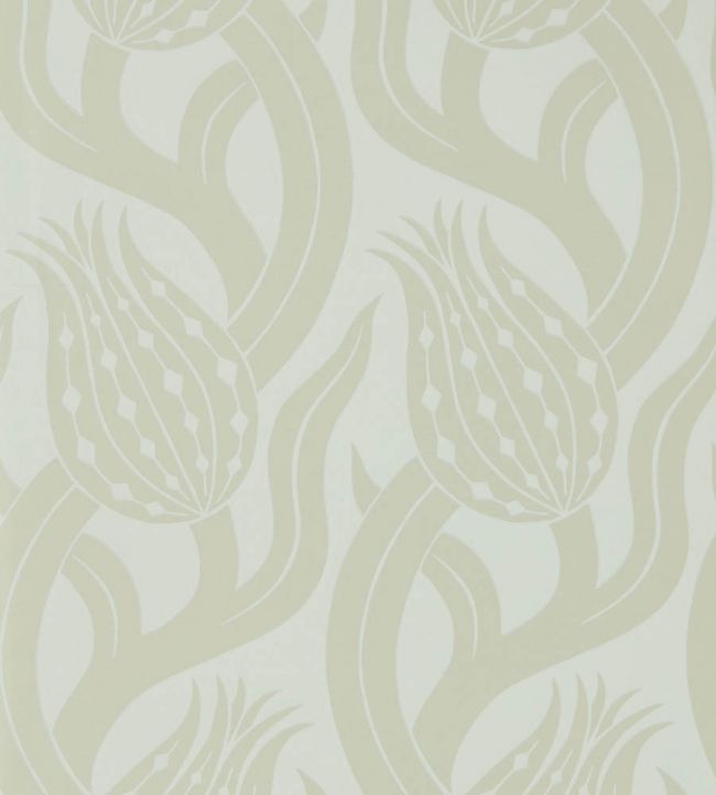 Persian Tulip Wallpaper - Silver - ZHIW312998 - Zoffany - Morris Wallpaper