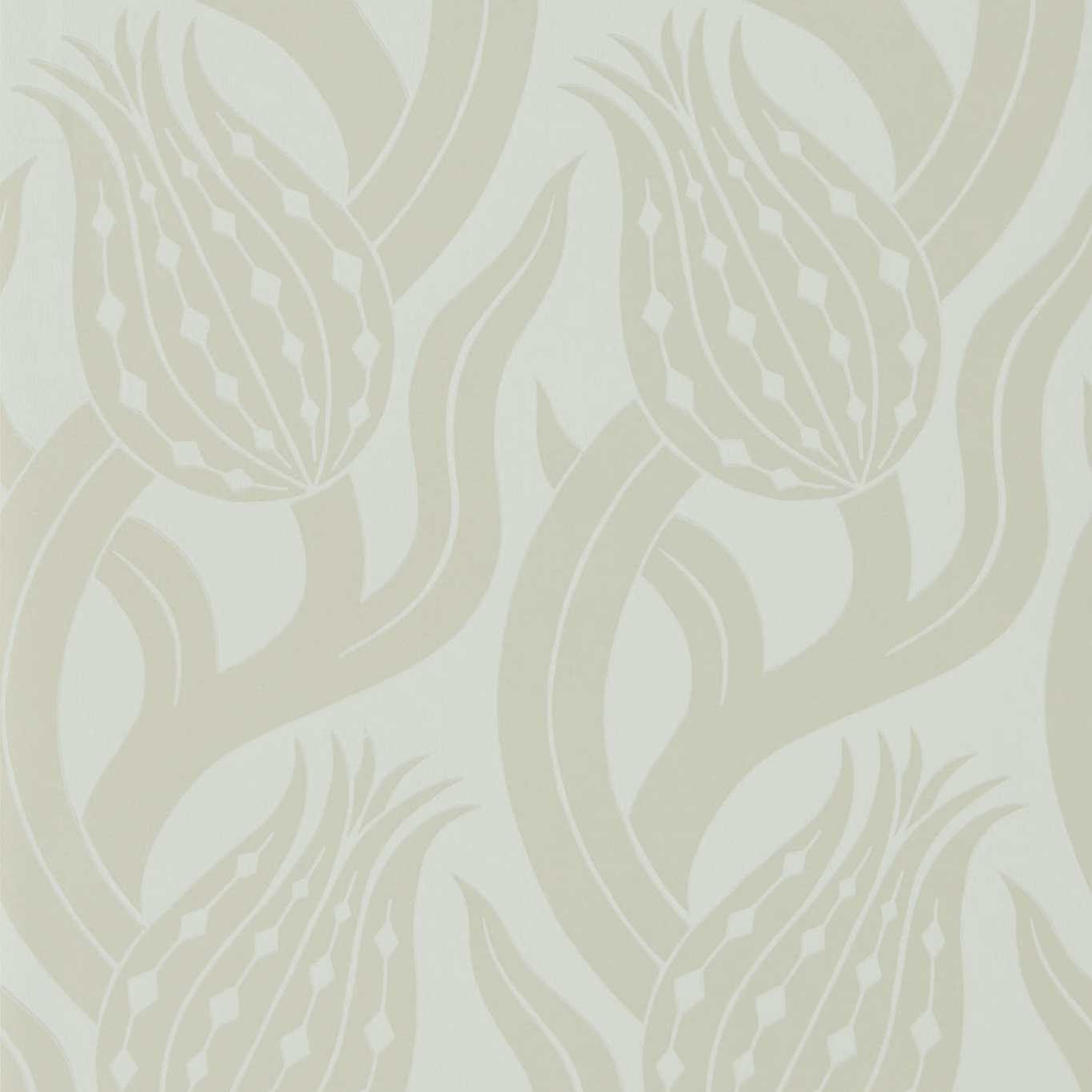 Persian Tulip Wallpaper - Silver - ZHIW312998 - Zoffany - Morris Wallpaper