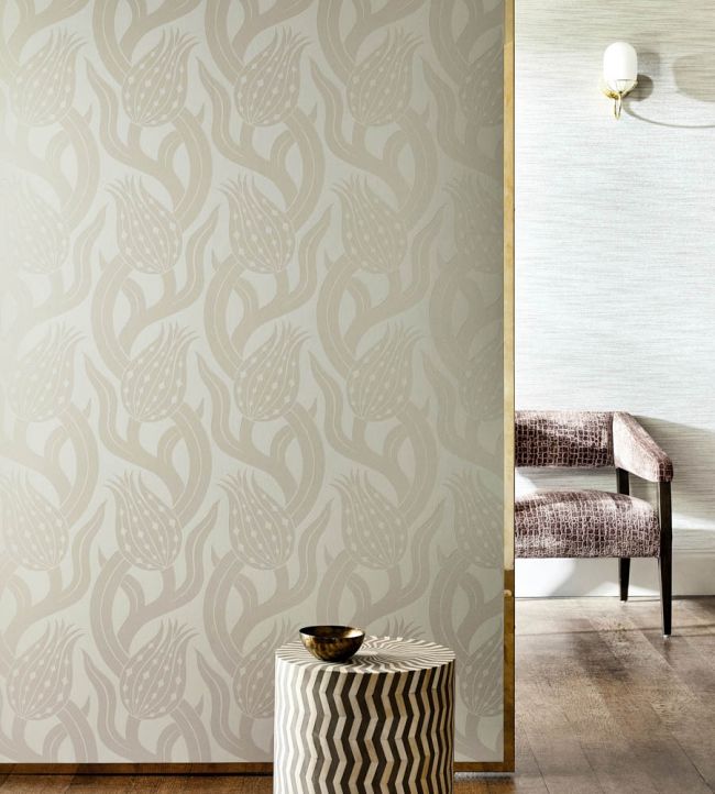 Persian Tulip Wallpaper - Silver - ZHIW312998 - Zoffany - Morris Wallpaper