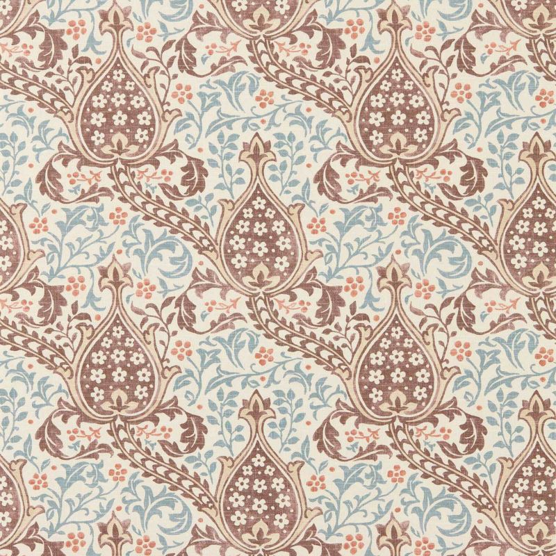 Persian Tulip Wallpaper - Umber/Mineral Blue - Morris & Co - 217598 - Morris Wallpaper