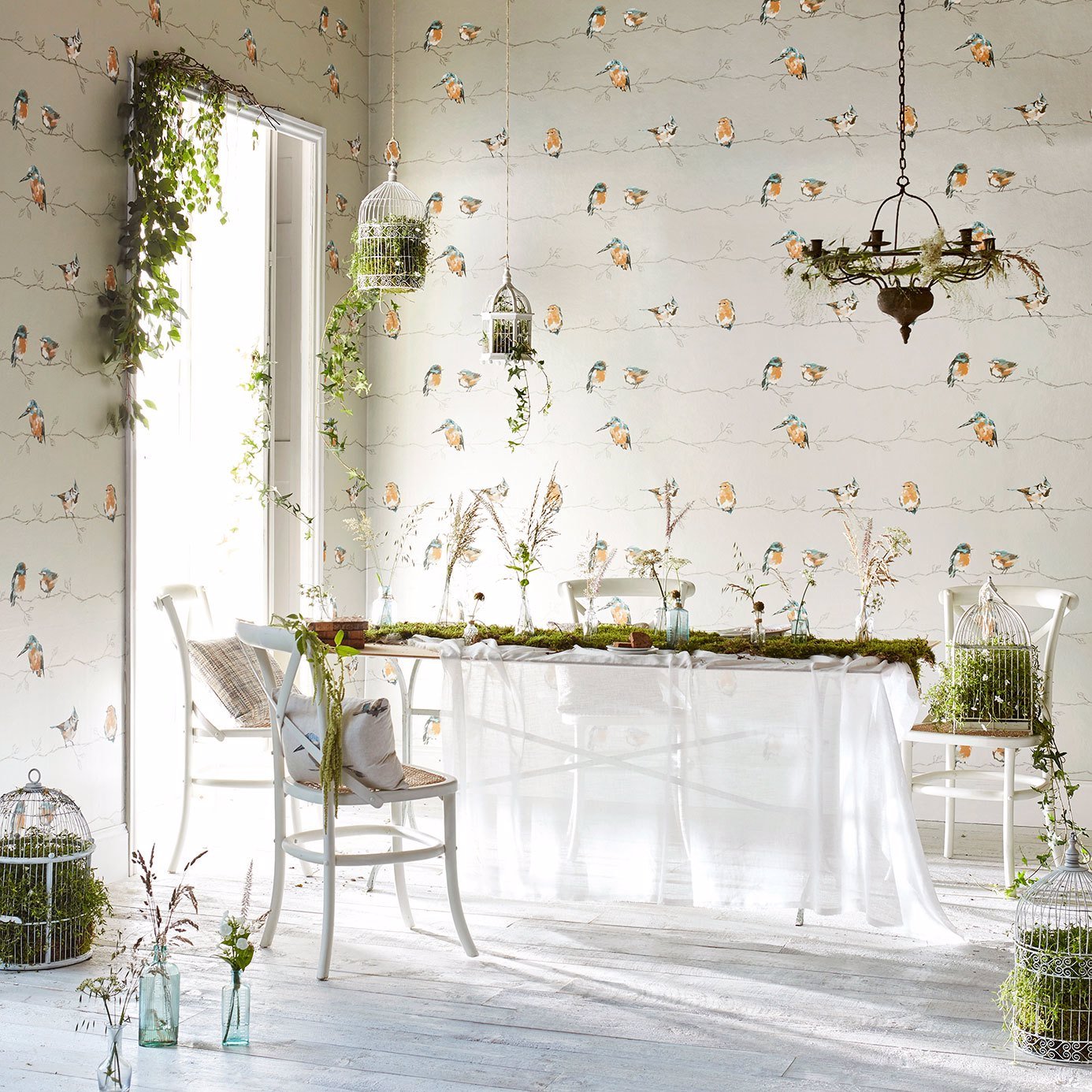 Persico Wallpaper - Tangerine/Duckegg - Harlequin - HSTO111485 - Morris Wallpaper