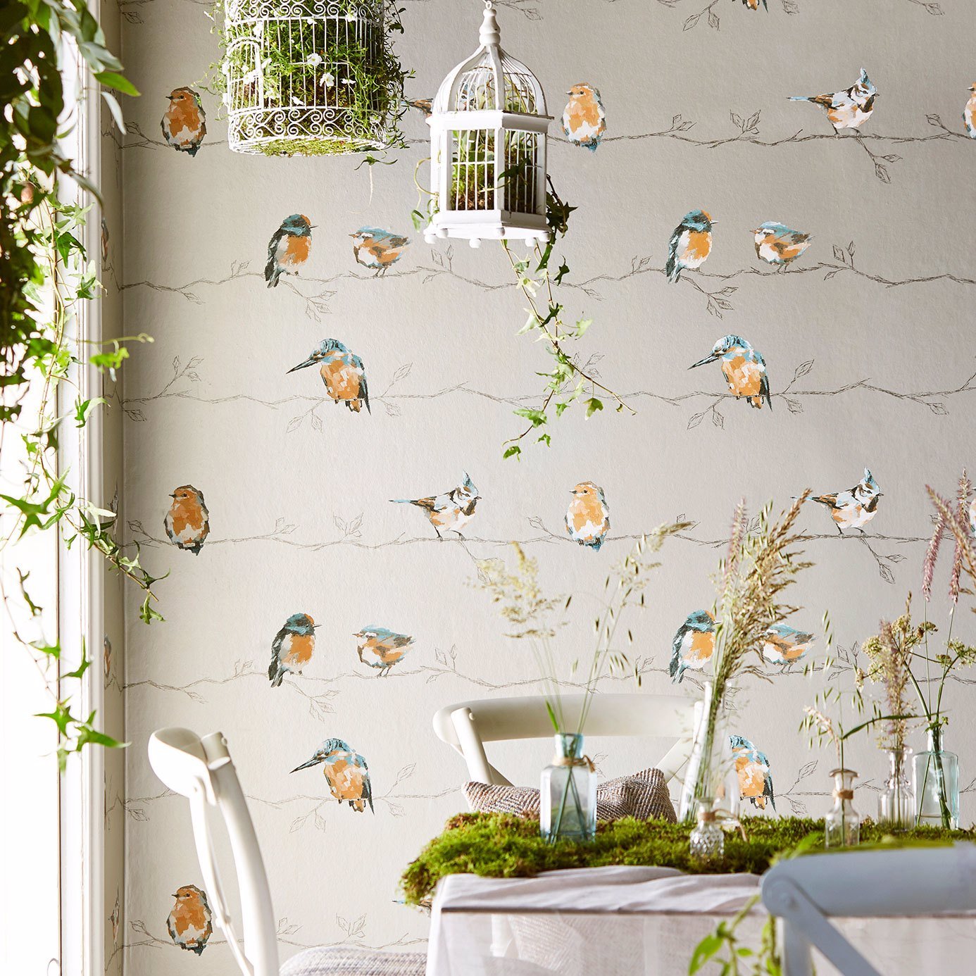 Persico Wallpaper - Tangerine/Duckegg - Harlequin - HSTO111485 - Morris Wallpaper