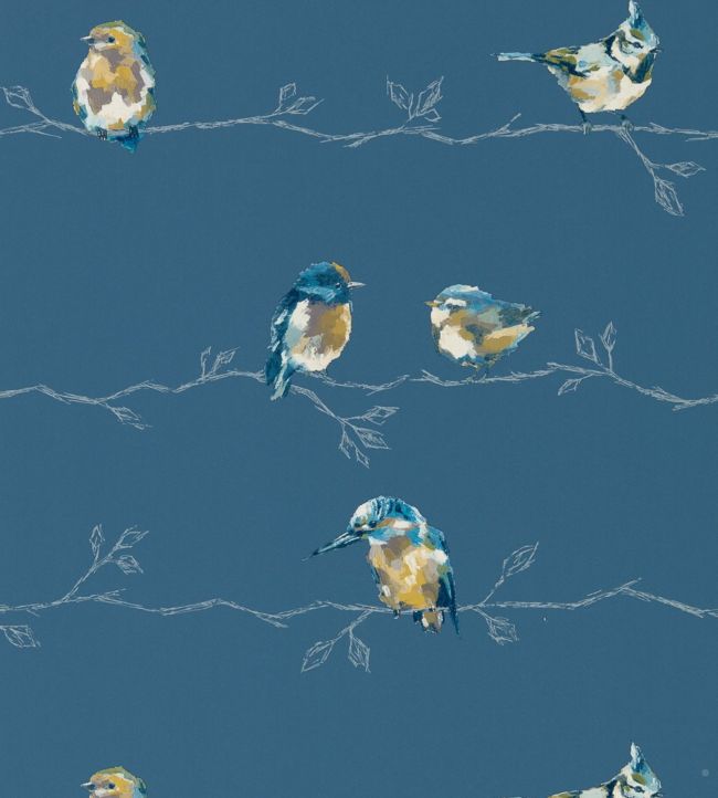 Persico Wallpaper - Turquoise/Navy - HSTO111487 - Harlequin - Morris Wallpaper