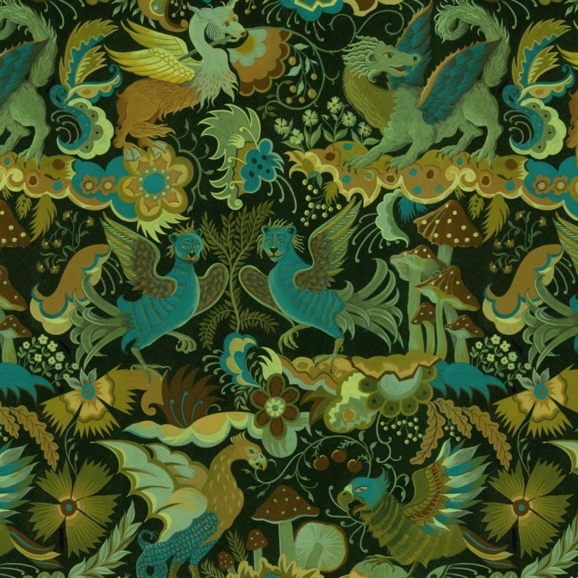 Phantasia Wallpaper - Emerald-Green - House of Hackney - 1-WA-PHA-DI-EME-XXX - Morris Wallpaper