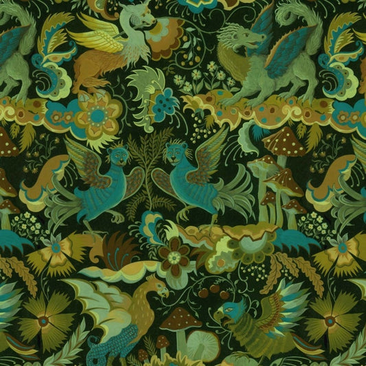 Phantasia Wallpaper - Emerald-Green - House of Hackney - 1-WA-PHA-DI-EME-XXX - Morris Wallpaper