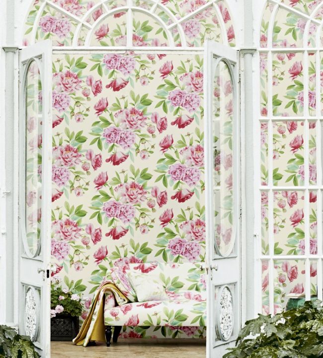 Phoebe Wallpaper - Peony/Leaf - ZWOO311359 - Zoffany - Morris Wallpaper