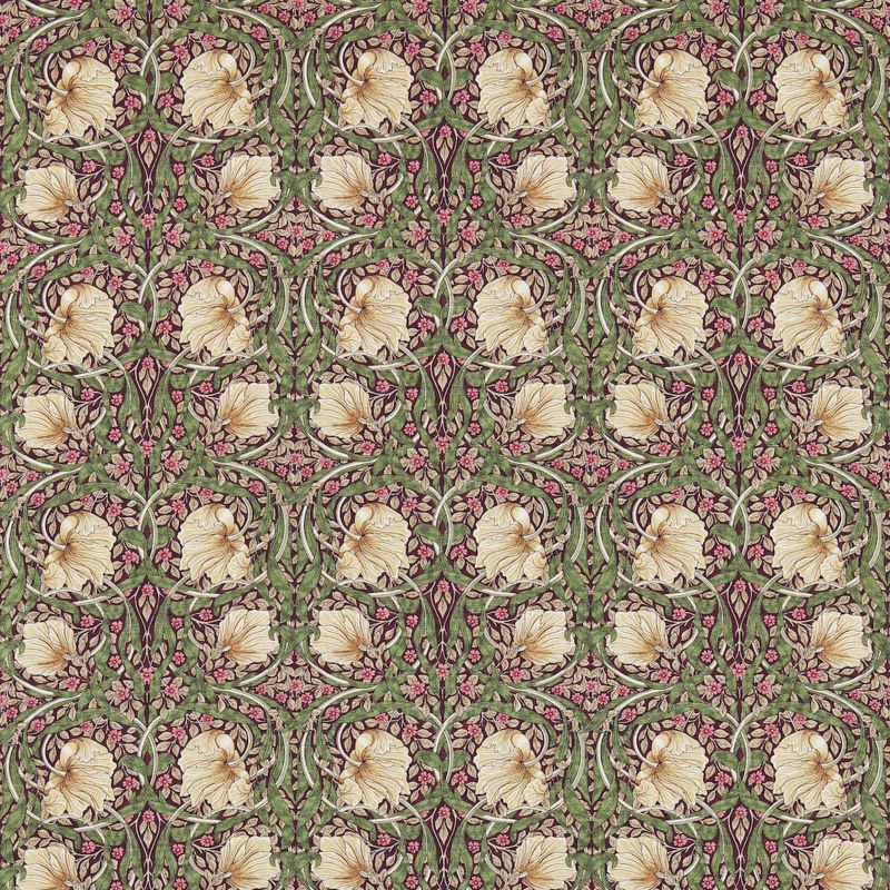 Pimpernel Fabric - Aubergine/Olive - Morris & Co - 224491 - Premier Wallcovering
