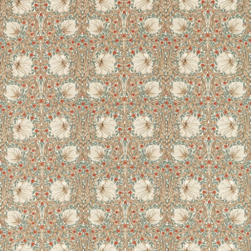 Pimpernel Fabric - Linen/Coral - Morris & Co - 227231 - Premier Wallcovering