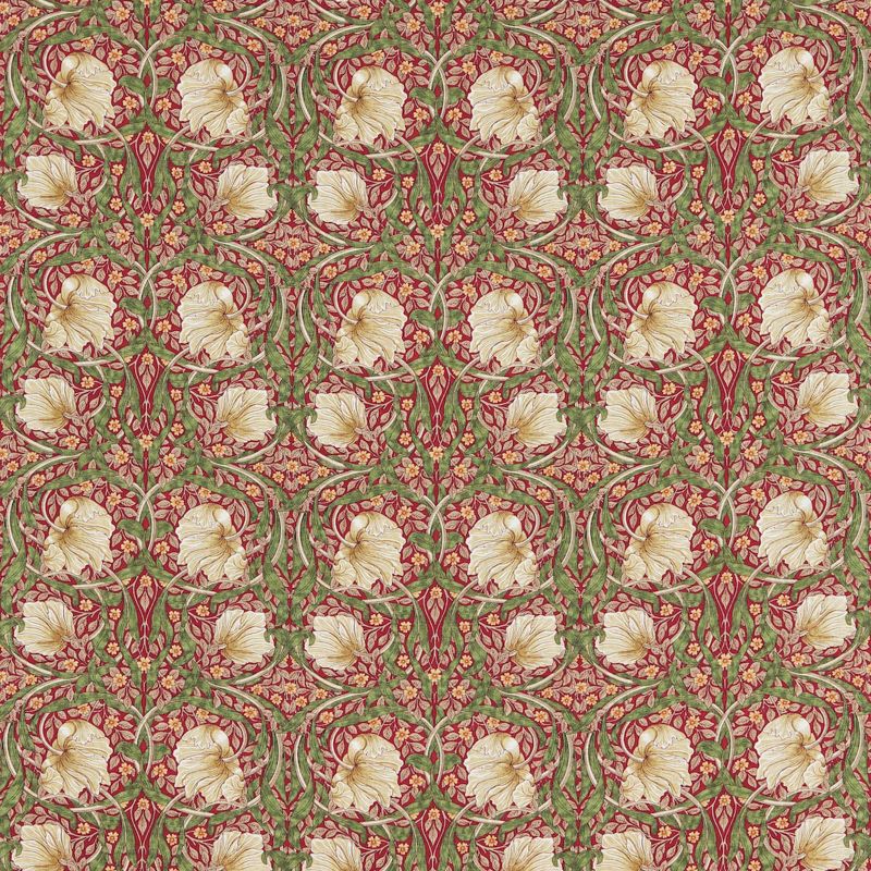 Pimpernel Fabric - Red/Thyme - Morris & Co - 224493 - Premier Wallcovering