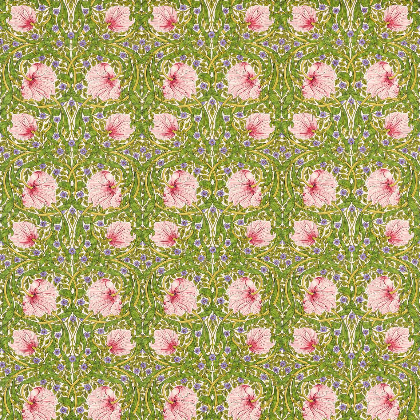 Pimpernel Fabric - Sap Green/Strawberry - Morris & Co - 227214 - Premier Wallcovering