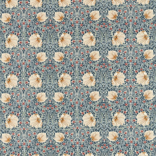 Pimpernel Fabric - Woad/Coral - Morris & Co - 227233 - Premier Wallcovering