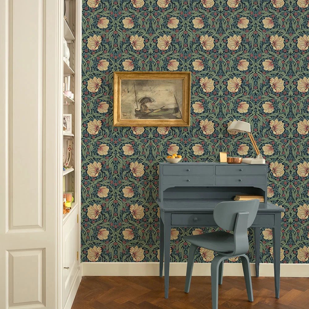 Pimpernel Garden Wallpaper - Bluestone & Clay - NextWall - NW54202 - Morris Wallpaper