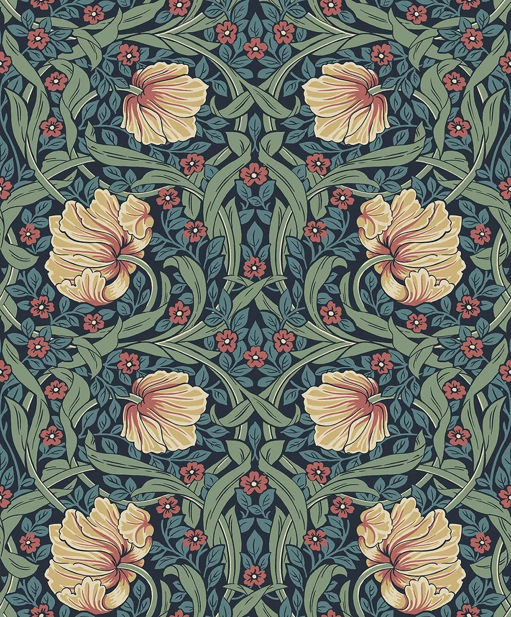 Pimpernel Garden Wallpaper - Bluestone & Clay - NextWall - NW54202 - Morris Wallpaper