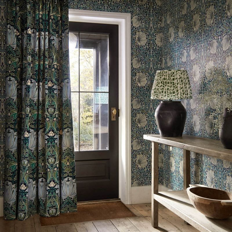 Pimpernel Wallpaper - Woad/Coral - 217363 - Morris & Co - Morris Wallpaper