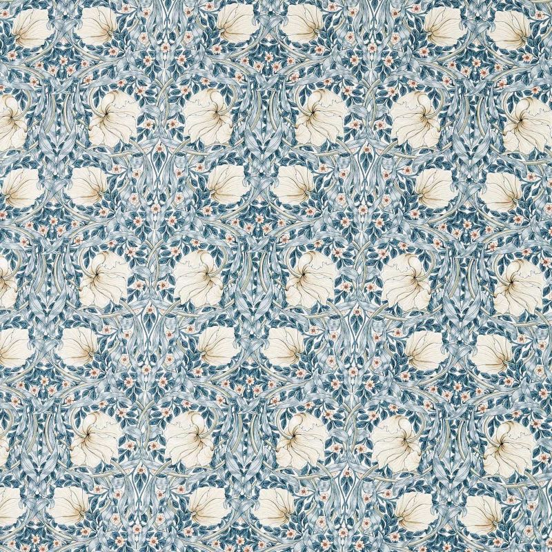 Pimpernel Wide Width Fabric - Light Blue/Coral - Morris & Co - 227281 - Premier Wallcovering