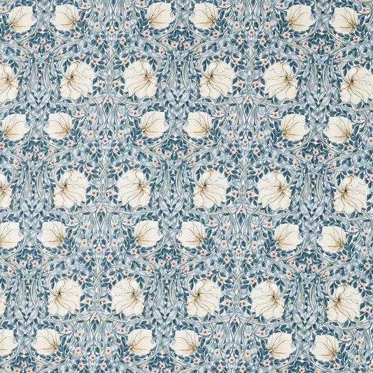 Pimpernel Wide Width Fabric - Light Blue/Coral - Morris & Co - 227281 - Premier Wallcovering