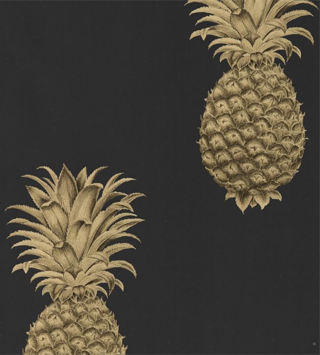 Pineapple Royale Wallpaper - Graphite/Gold - DART216326 - Sanderson - Morris Wallpaper