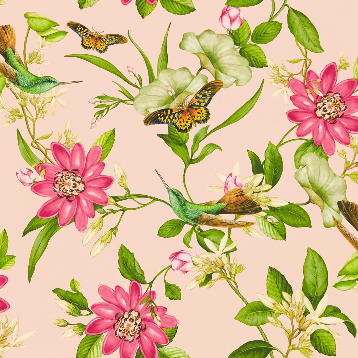 Pink Lotus Wallpaper - Blush - Clarke & Clarke - W0132/01 - Morris Wallpaper