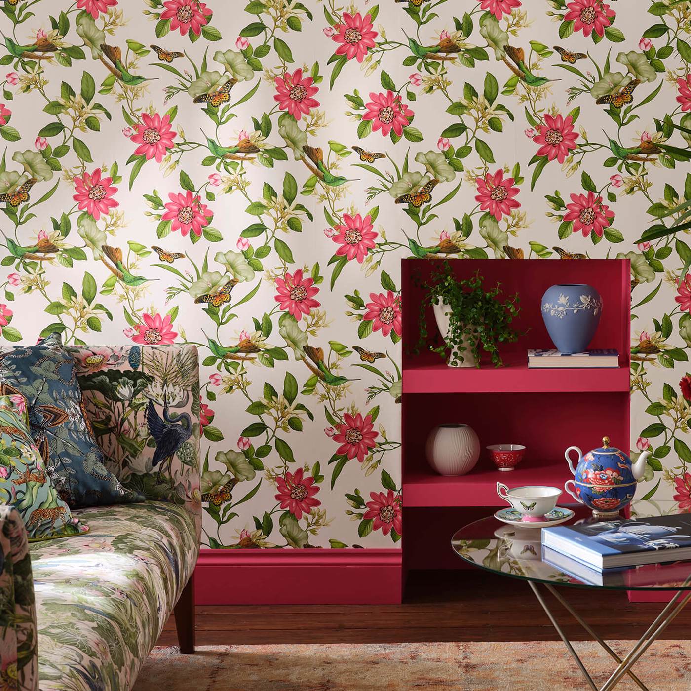 Pink Lotus Wallpaper - Ivory - Clarke & Clarke - W0132/02 - Morris Wallpaper