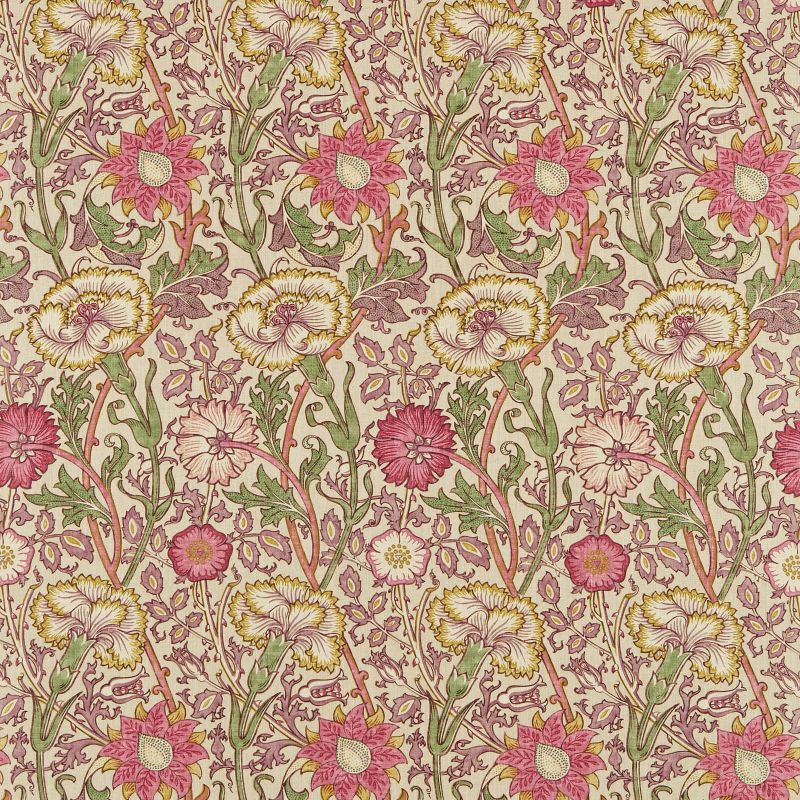 Pink & Rose Fabric - Manilla/Wine - Morris & Co - 222529 - Premier Wallcovering