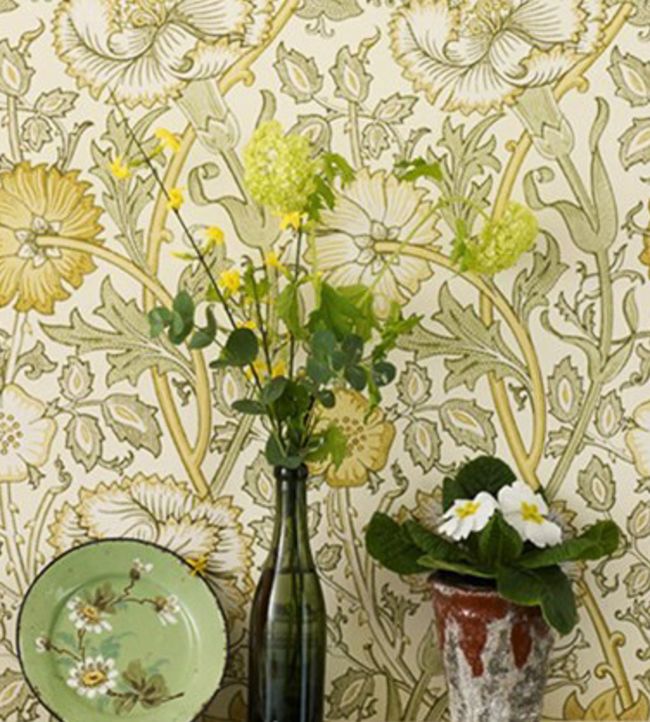 Pink & Rose Wallpaper - Cowslip/Fennel - 212569 - Morris & Co - Morris Wallpaper