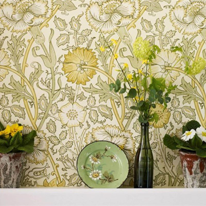 Pink & Rose Wallpaper - Cowslip/Fennel - Morris & Co - 212569 - Morris Wallpaper