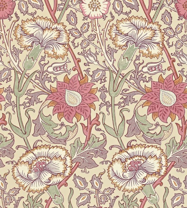 Pink & Rose Wallpaper - Manilla/White - 212566 - Morris & Co