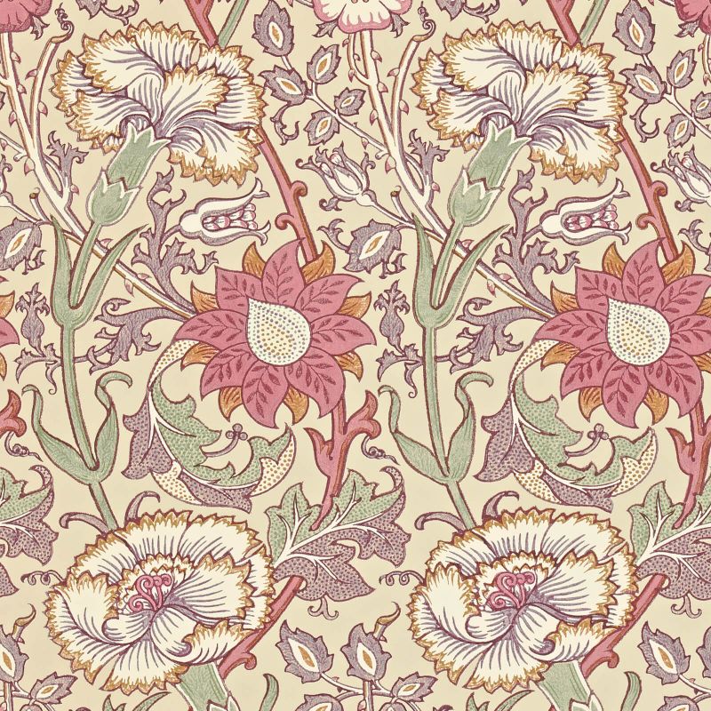 Pink & Rose Wallpaper - Manilla/White - Morris & Co - 212566 - Morris Wallpaper