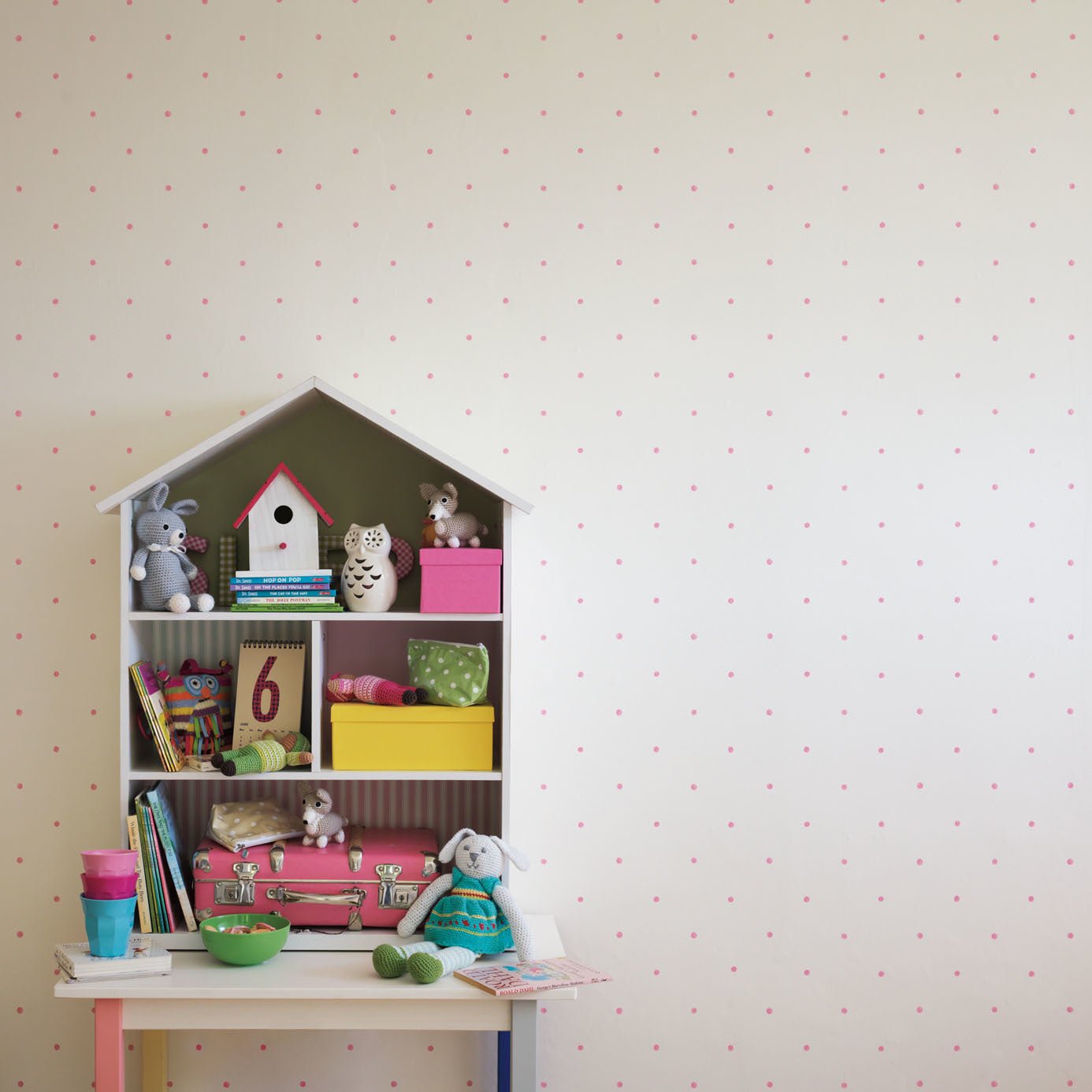 Polka Wallpaper - Pink/Cream - Sanderson - DLIT214049