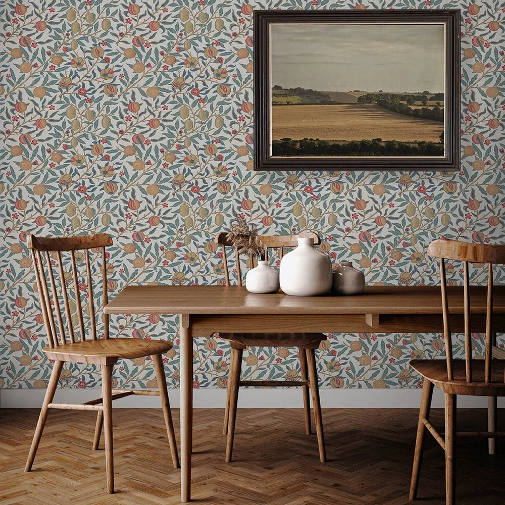 Pomegranate Wallpaper - Teal / Lemon - NextWall - NW48004 - Morris Wallpaper